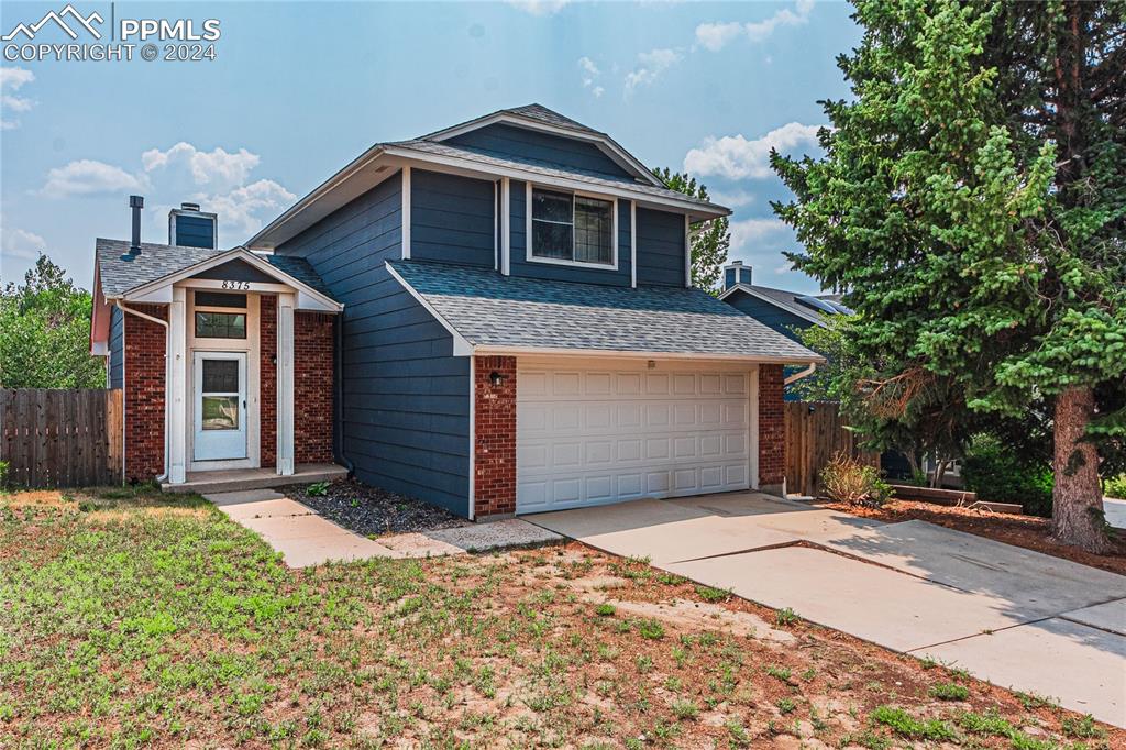 Front facade with a garage