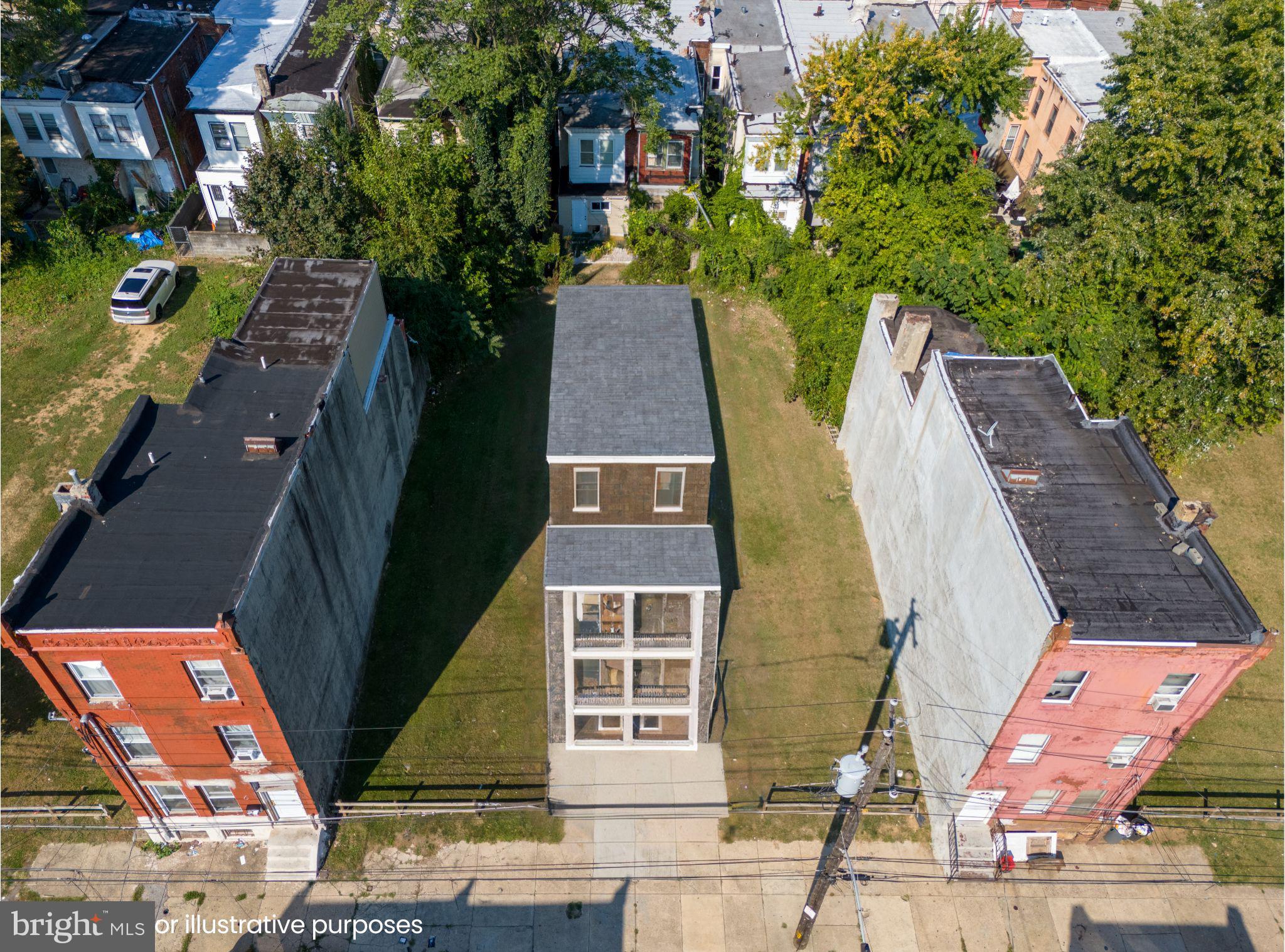 an aerial view of a house