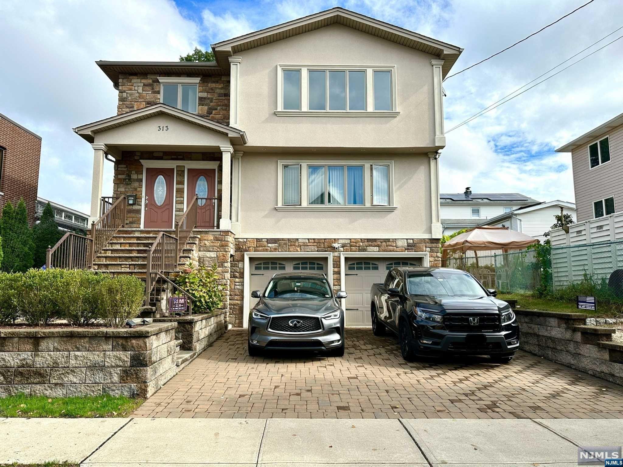 a car parked in front of a house