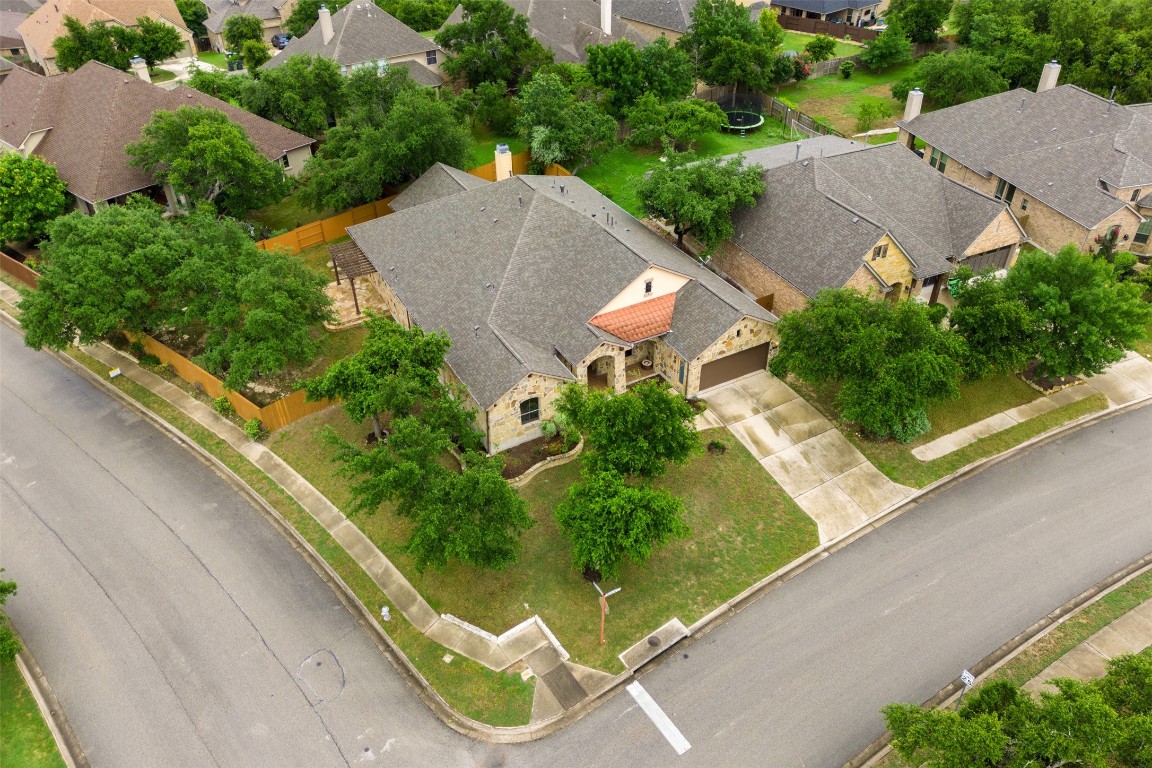 an aerial view of a house