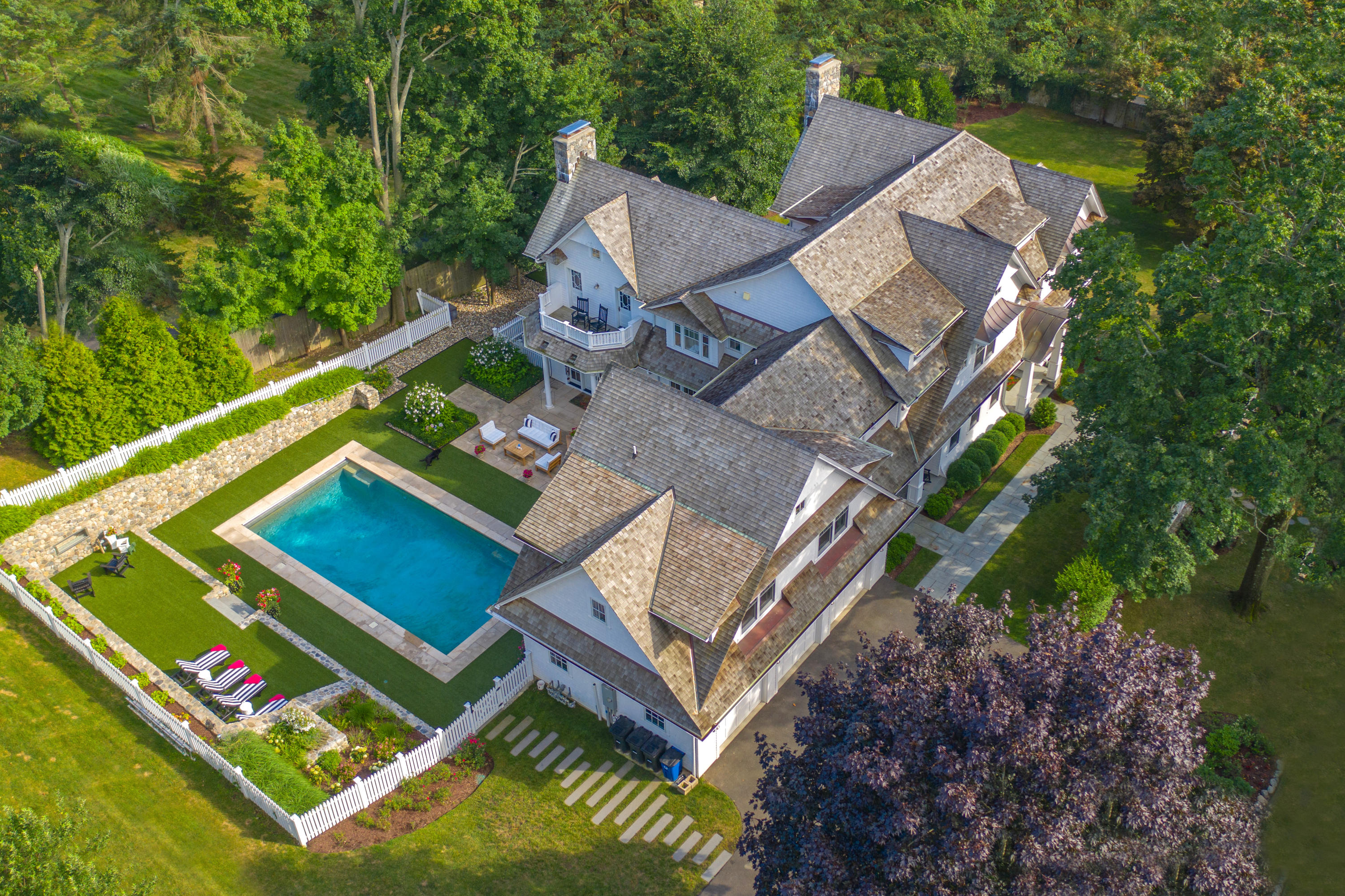 an aerial view of a house