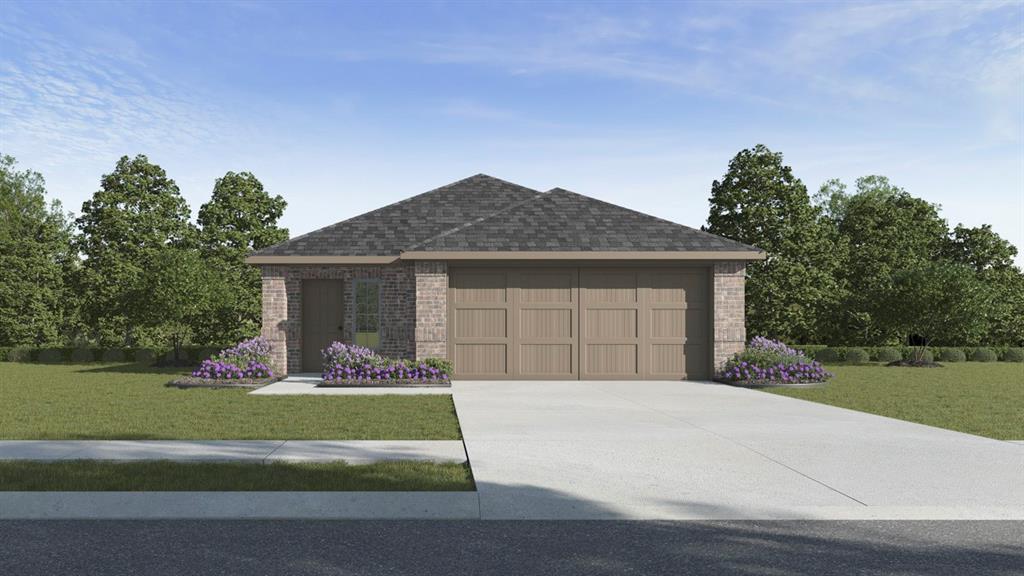 a front view of house with yard outdoor seating and green space