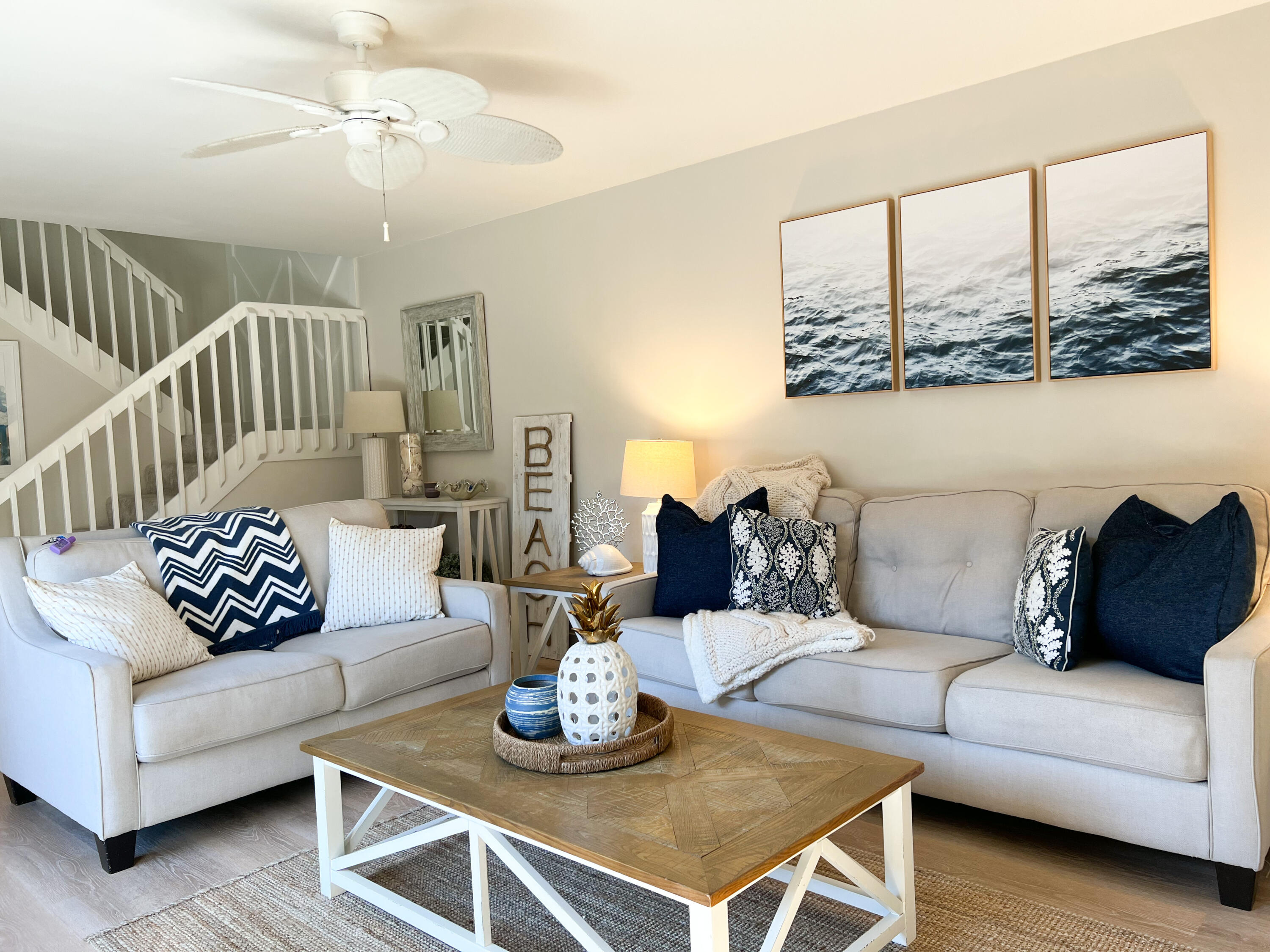 a living room with furniture