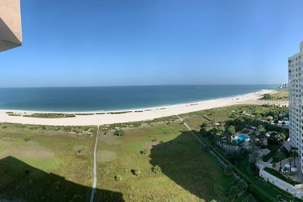 a view of an ocean from a balcony