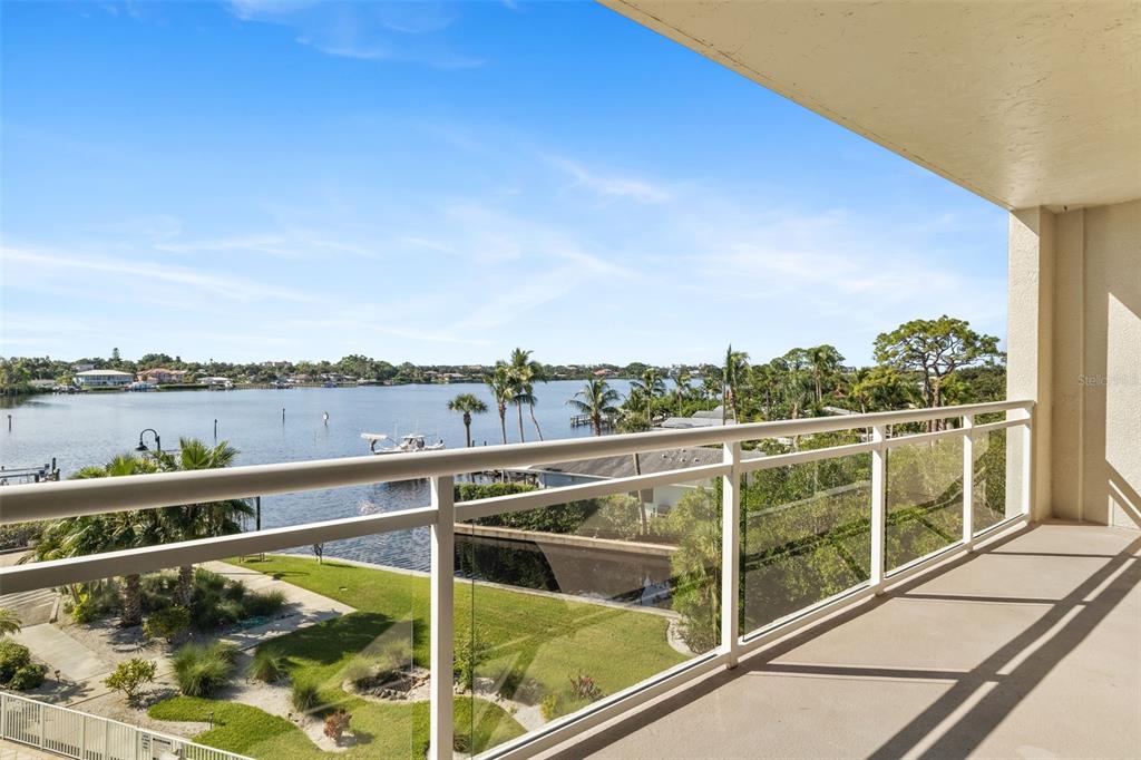 a view of a balcony with city view