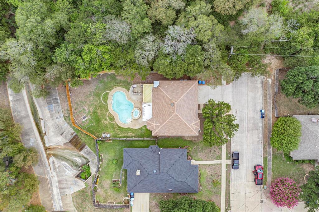 an aerial view of a house