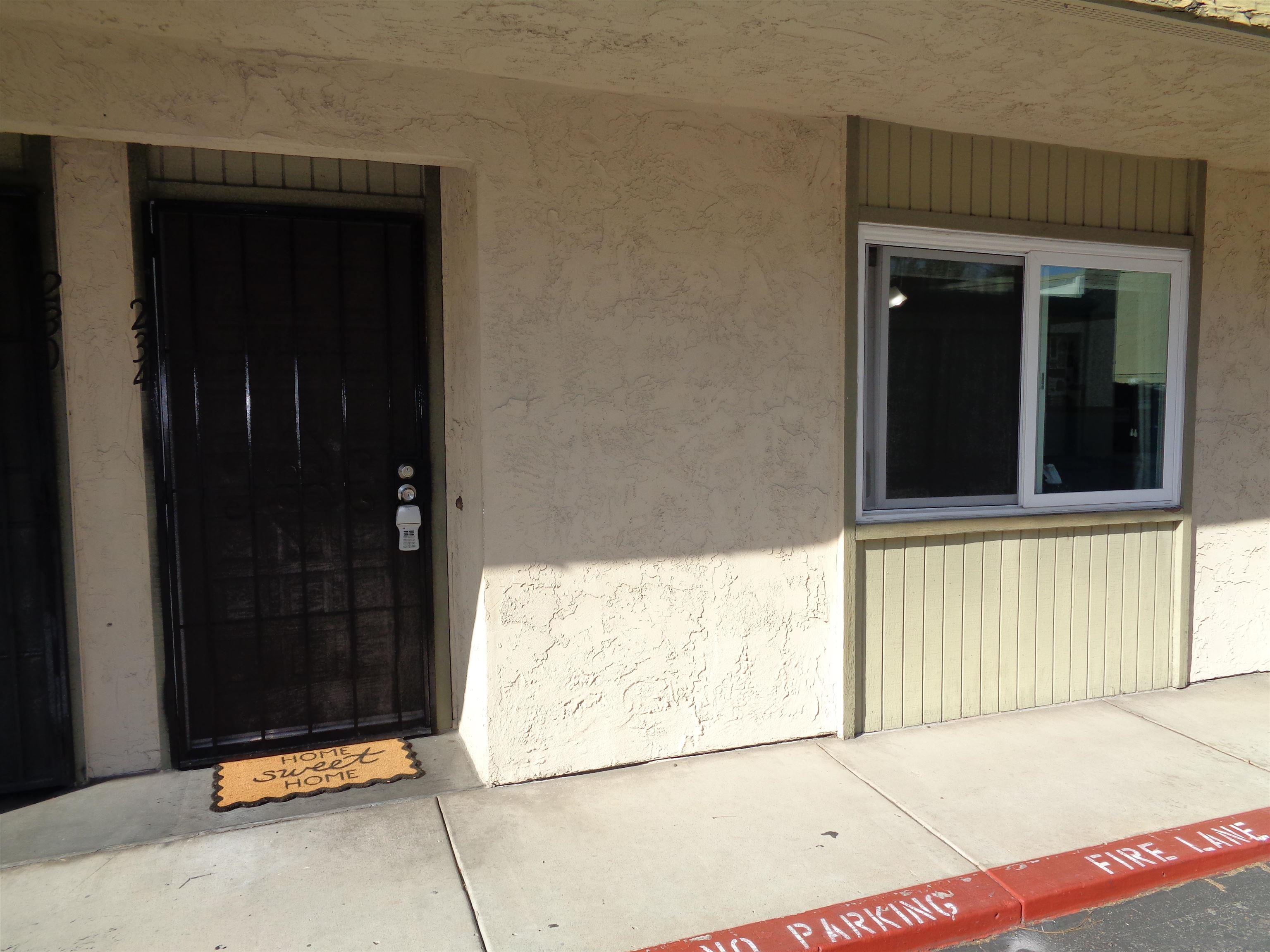 a view of a door of a house