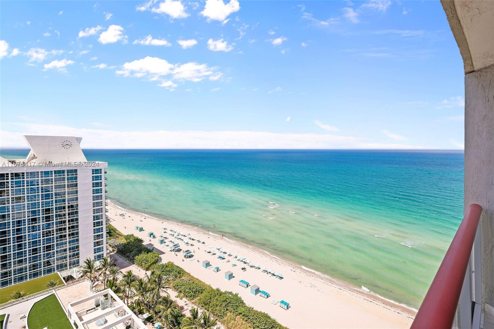 a view of an ocean from a balcony