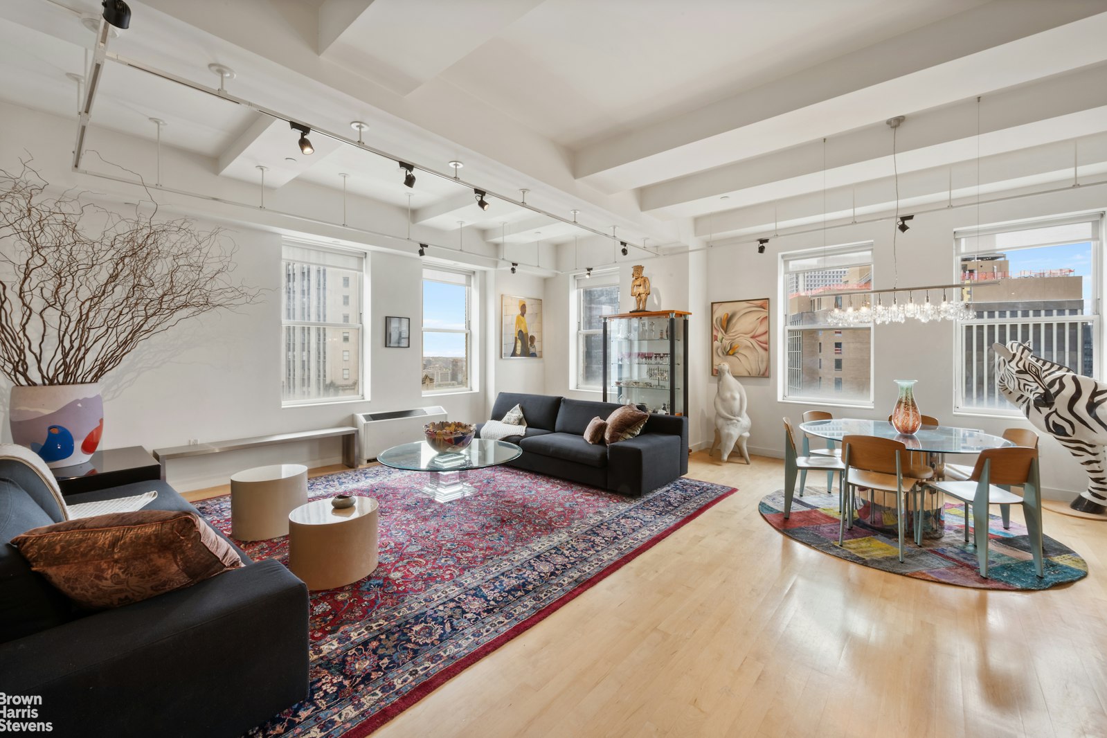 a living room with furniture