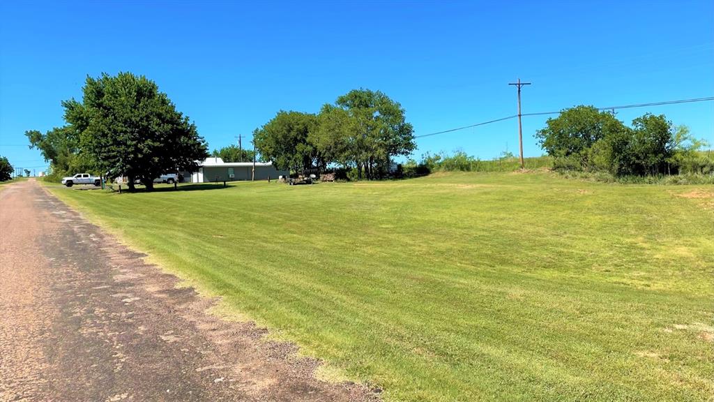 a view of a big yard with an trees