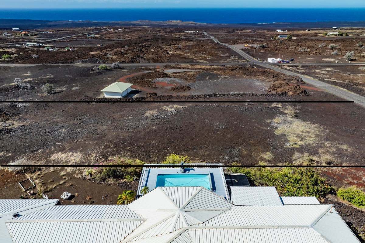 an aerial view of a house