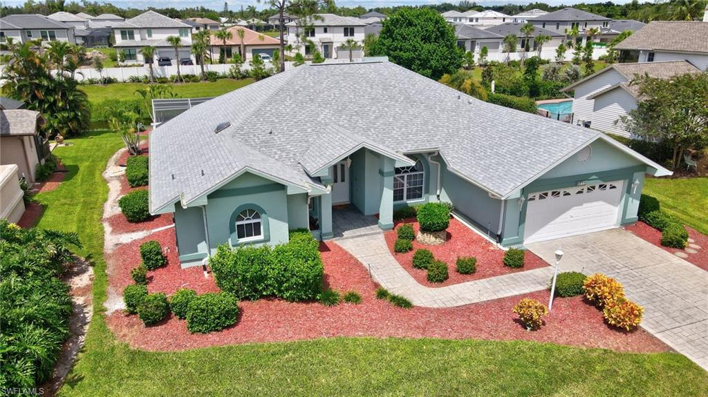 an aerial view of a house