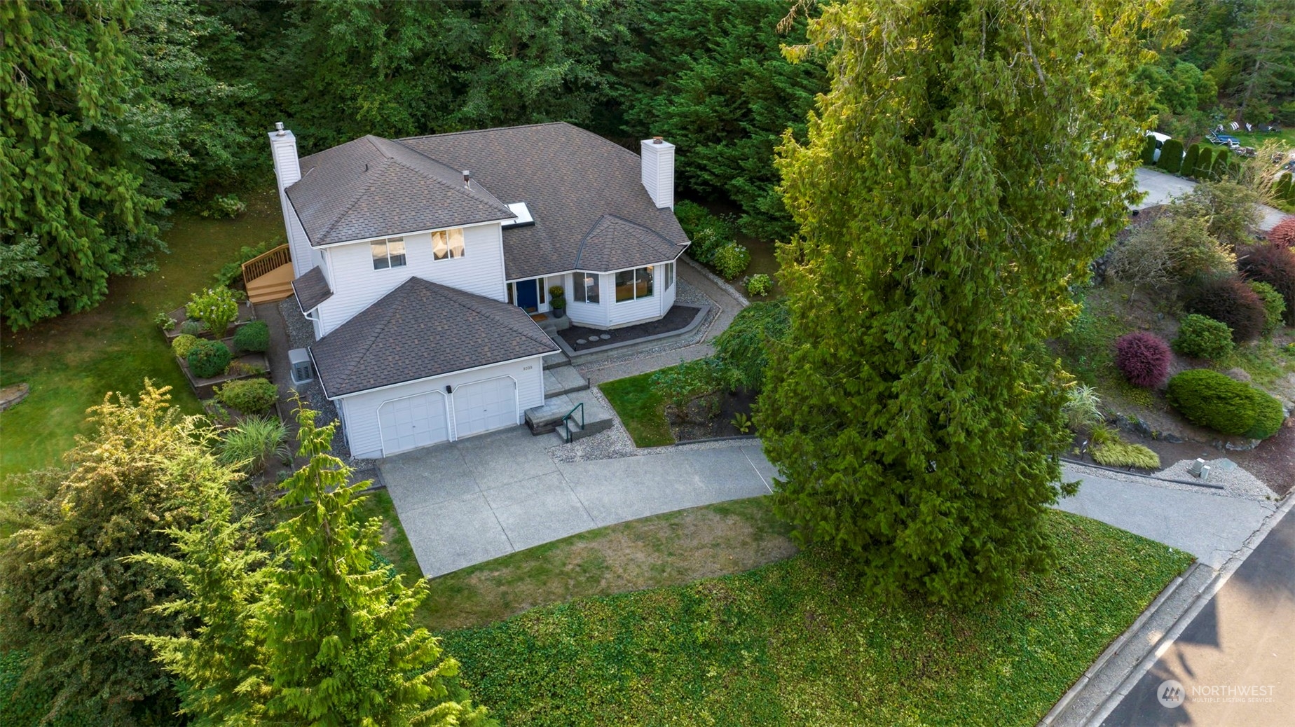 an aerial view of a house