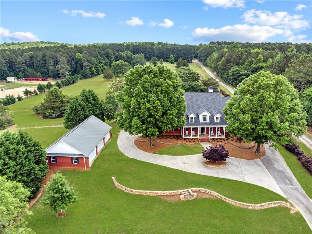 an aerial view of a house