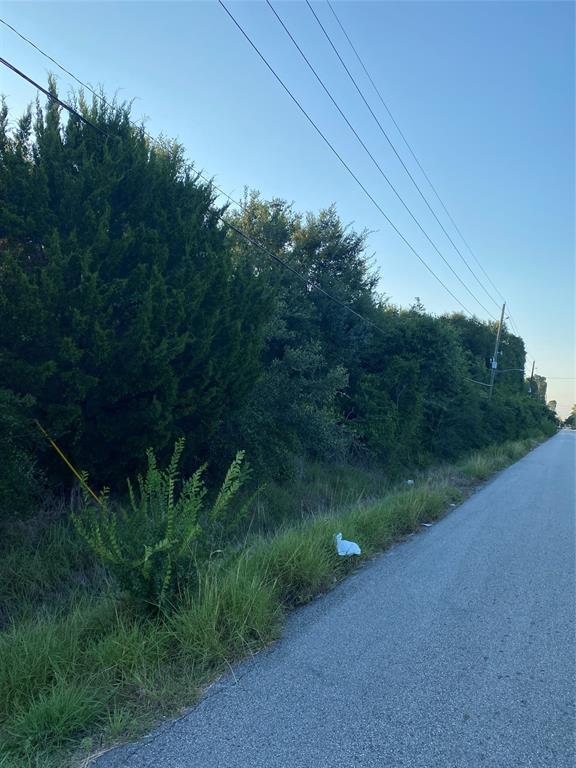 a view of a road with a yard