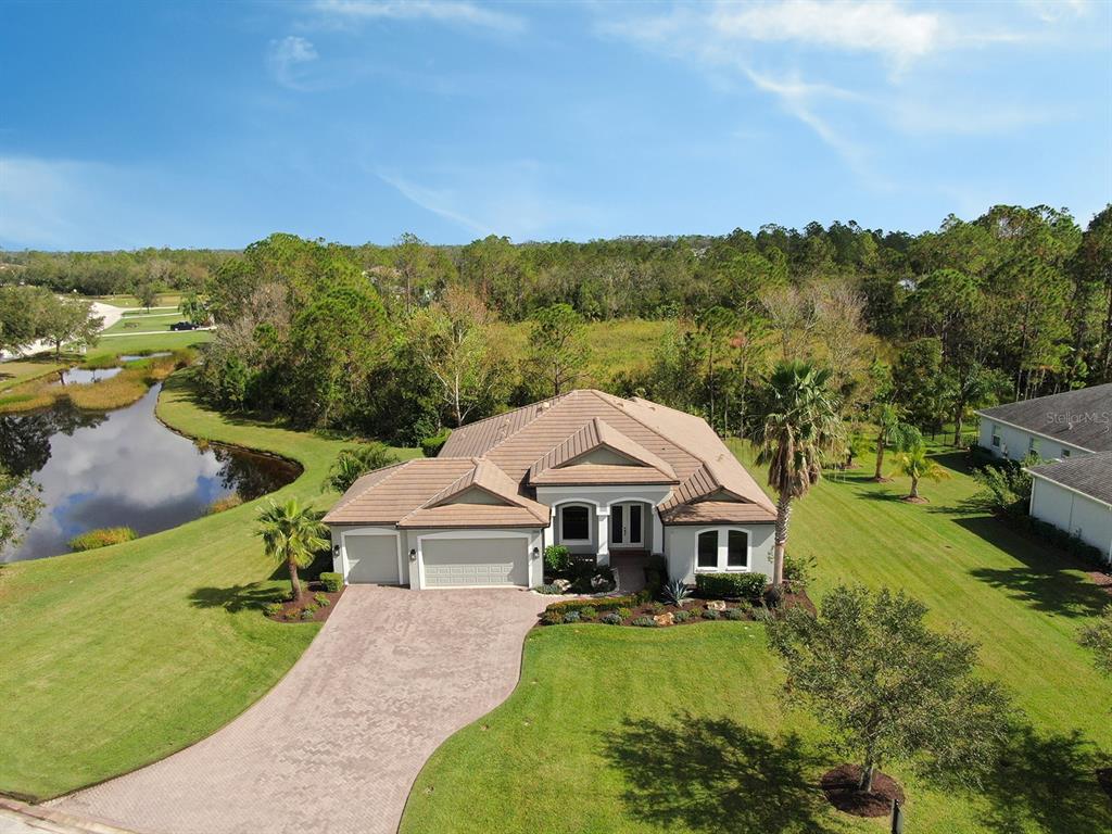 an aerial view of a house