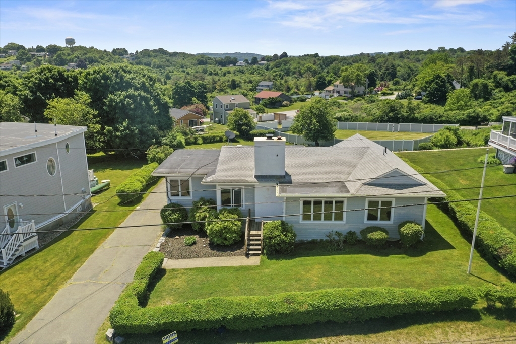 an aerial view of a house