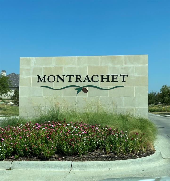 a view of a sign board with flower plants