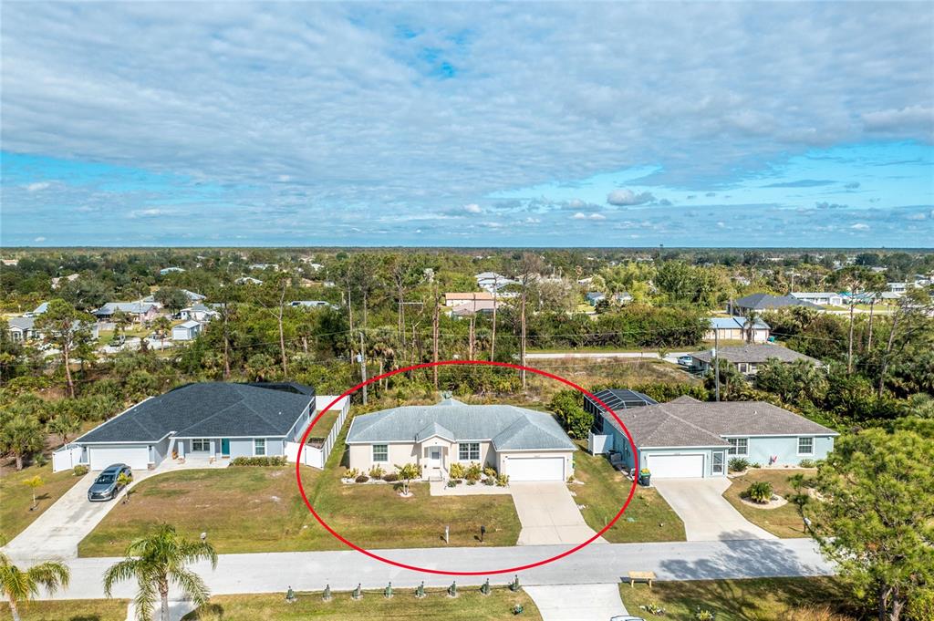 an aerial view of a house