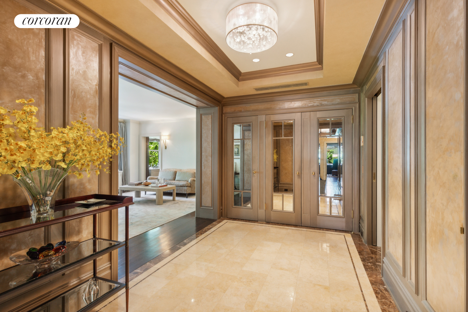 a view of a hallway with entryway