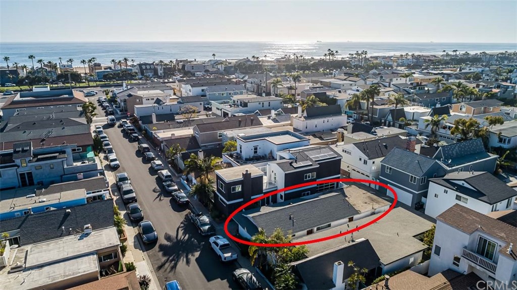 an aerial view of a with swimming pool