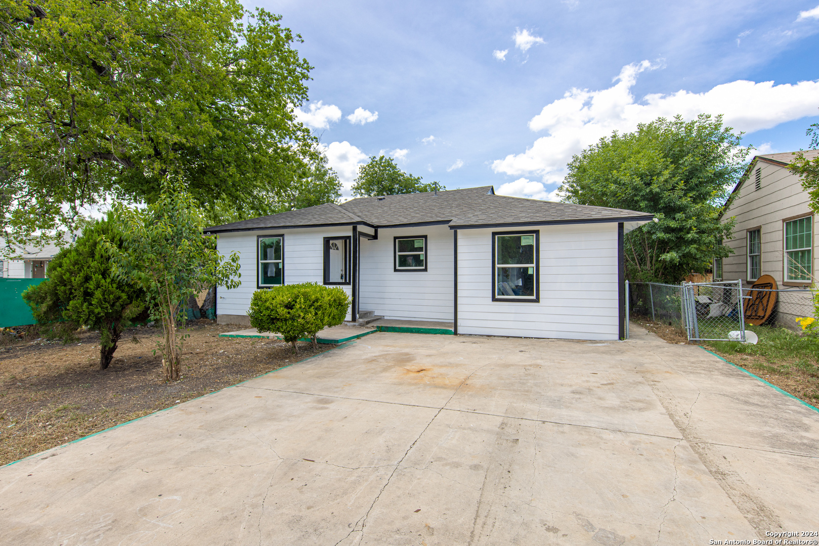 a view of a house with a patio