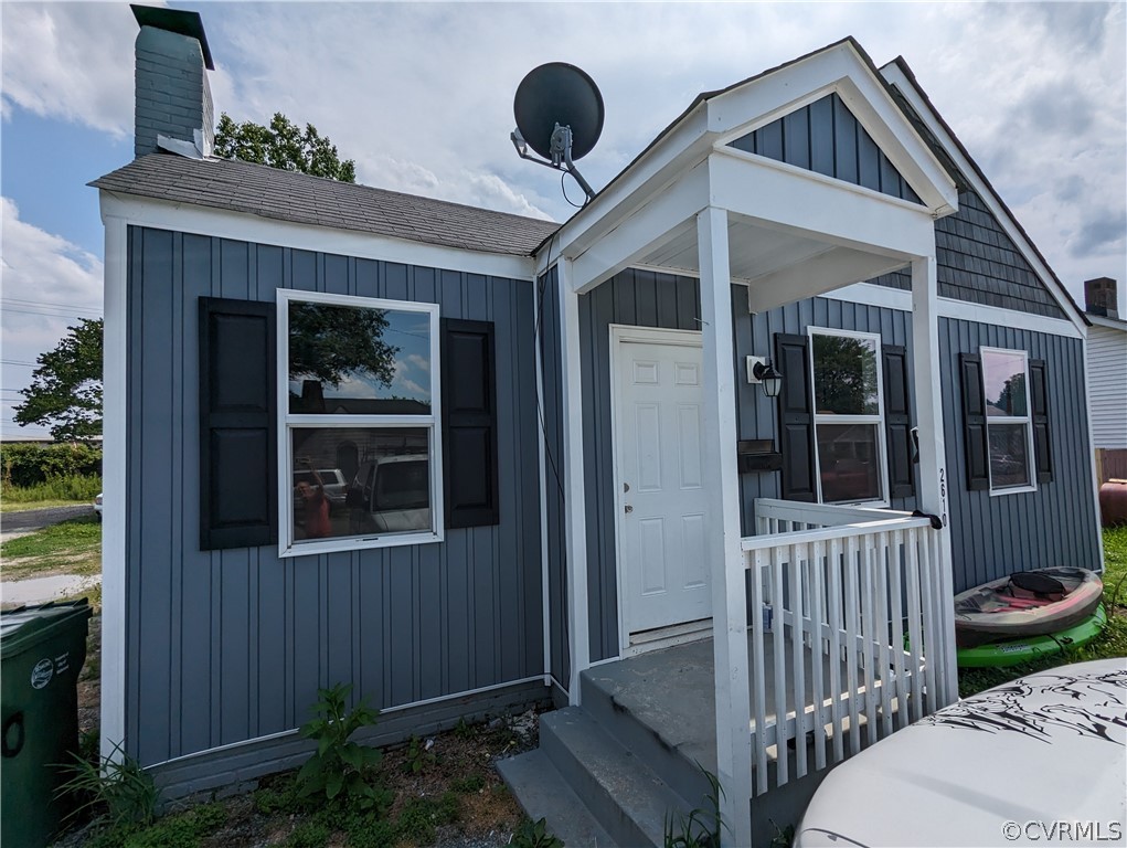 a view of a house with a porch