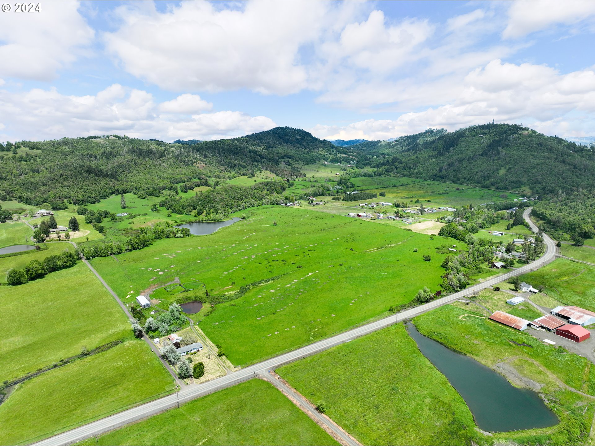 a view of a lush green field