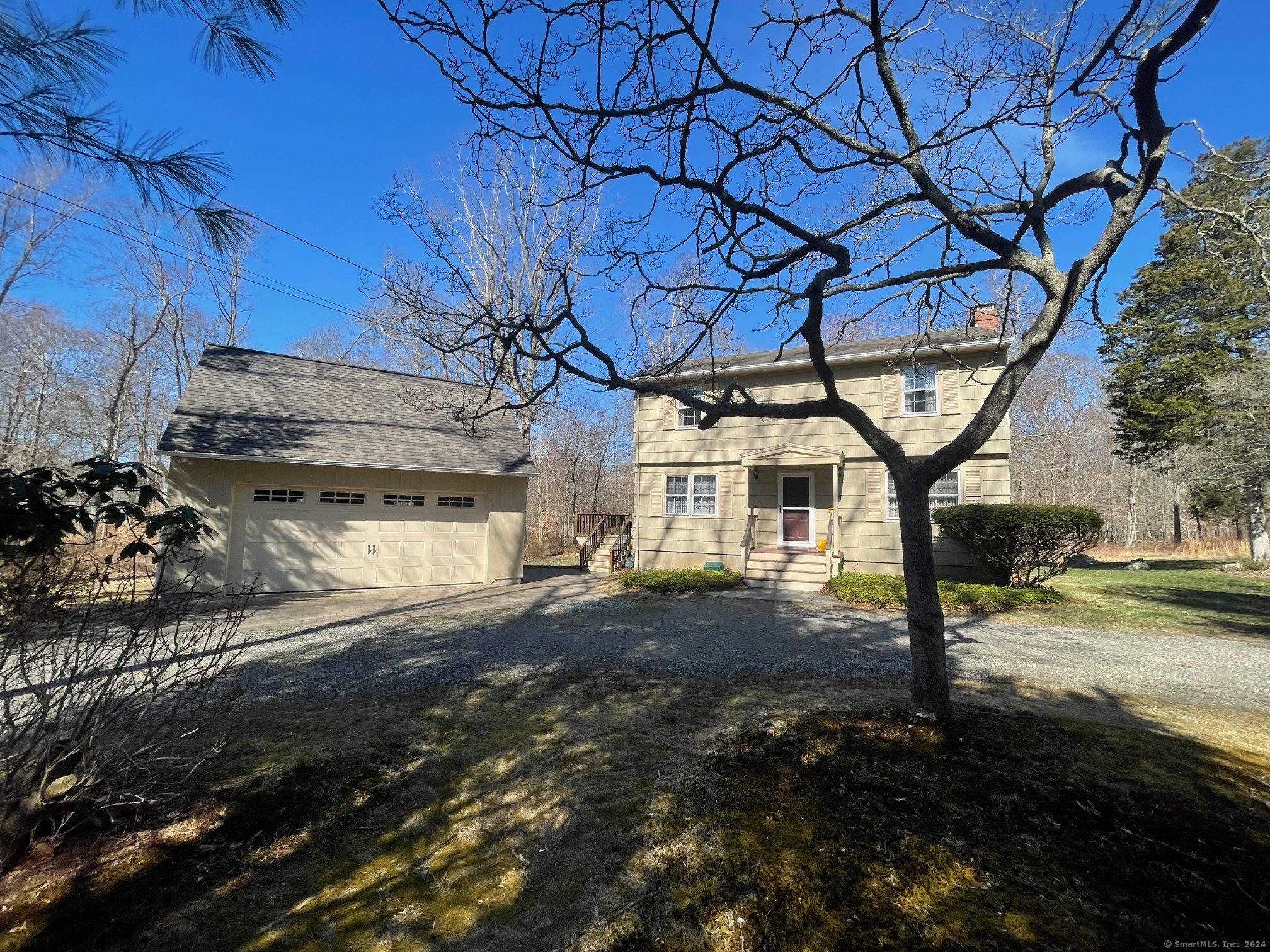 a view of a backyard of a house