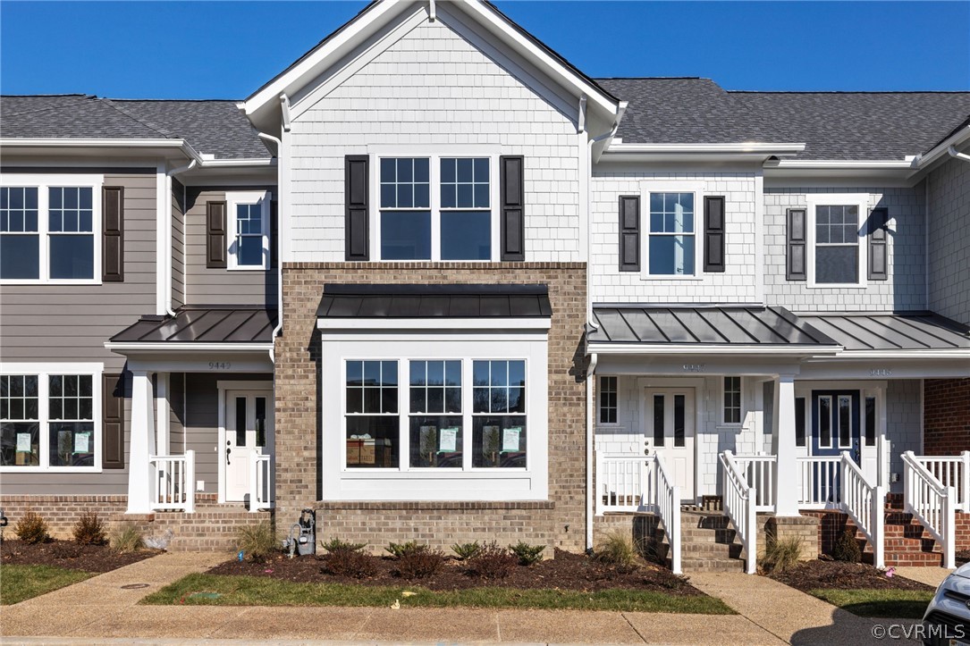 front view of a brick house