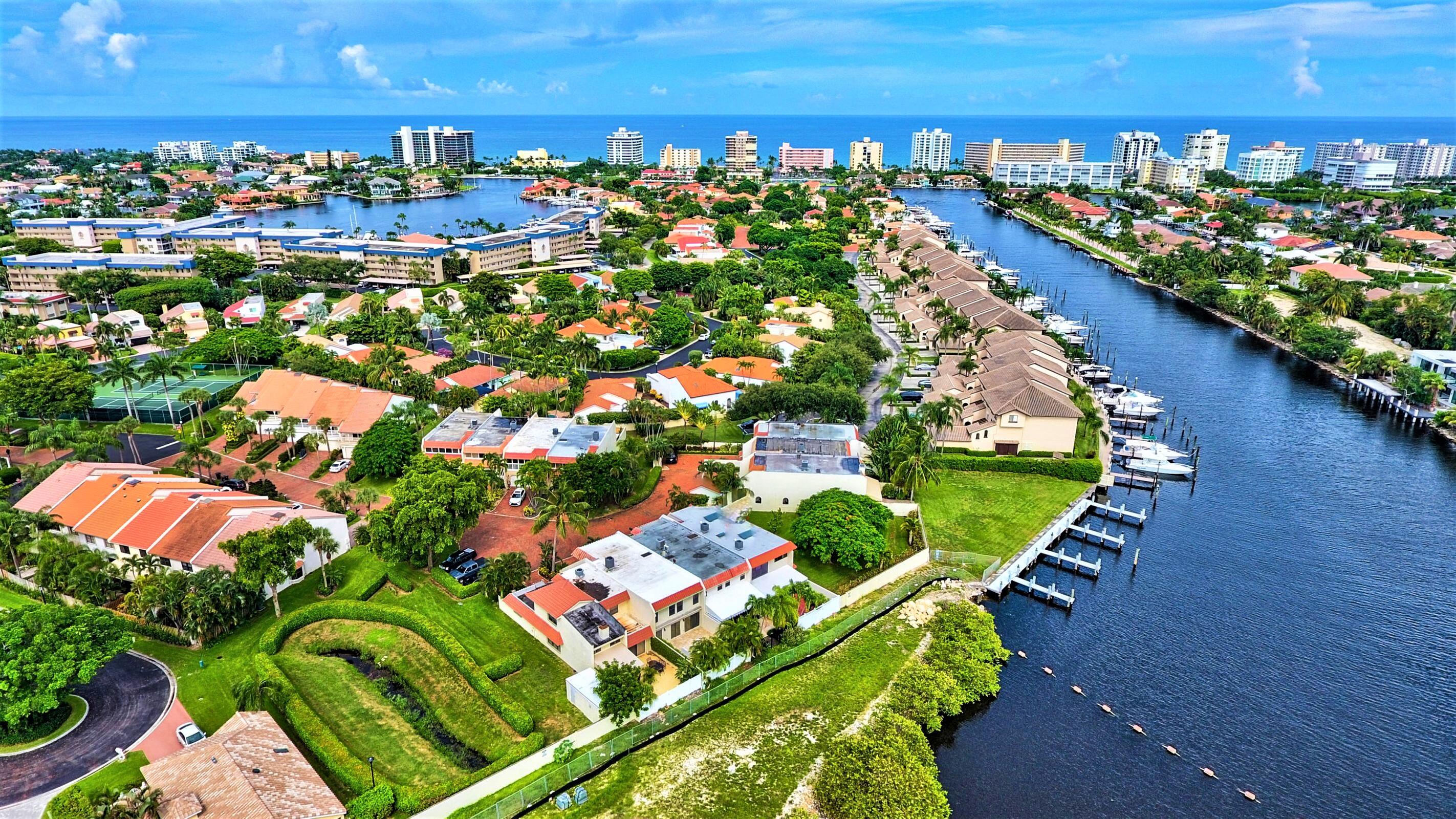 a view of a city with an ocean view