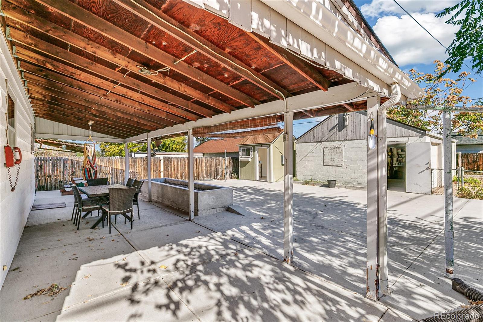 a outdoor space with lots of tables and chairs