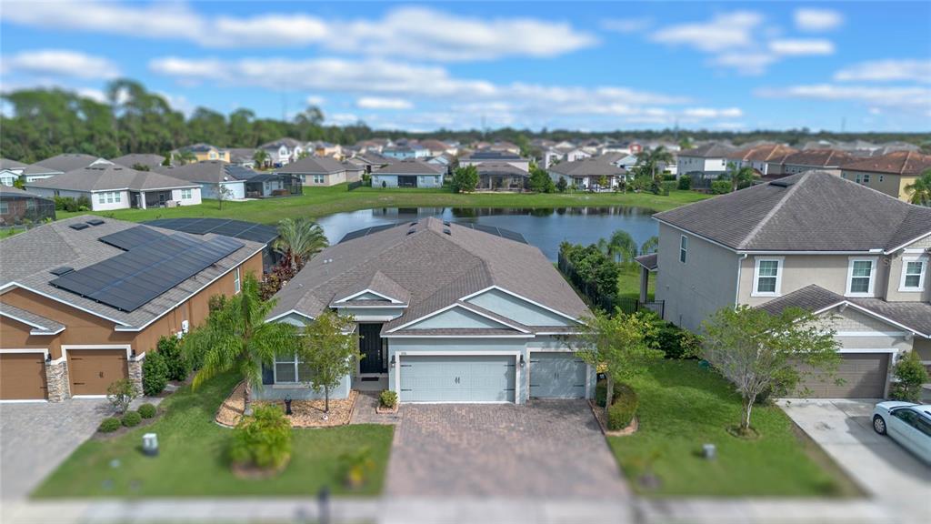 an aerial view of a house