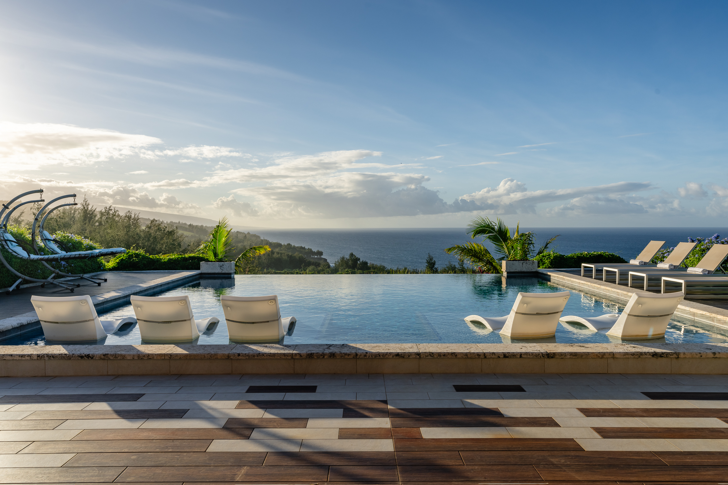 a view of lounge chair on roof deck