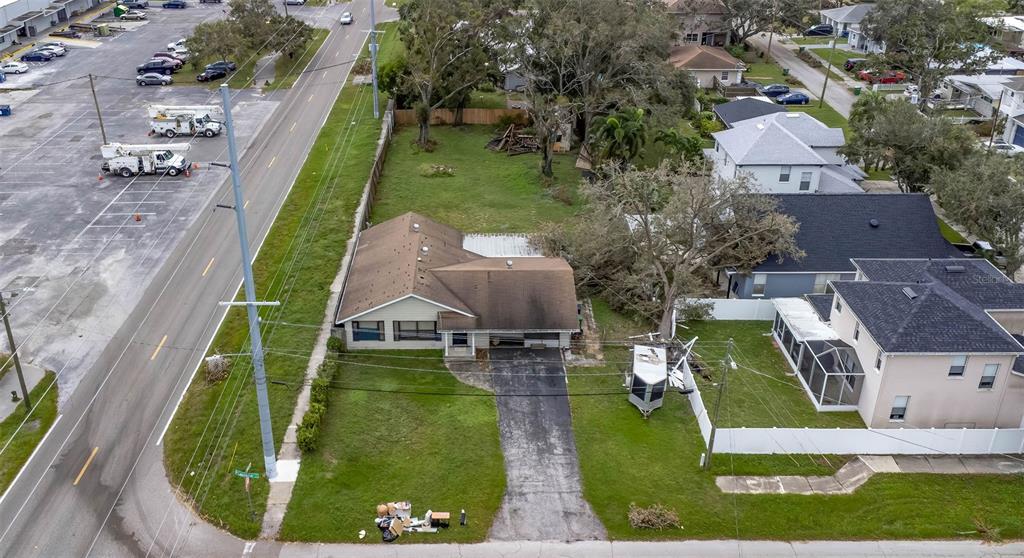 an aerial view of a house