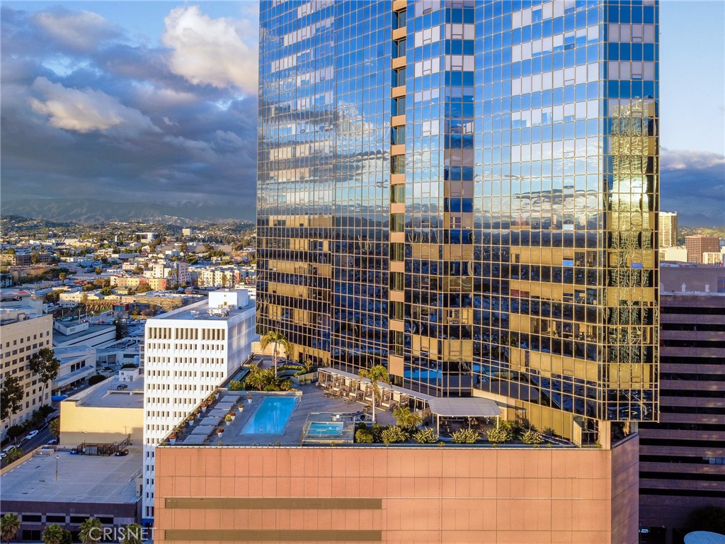 a view of a city with tall buildings