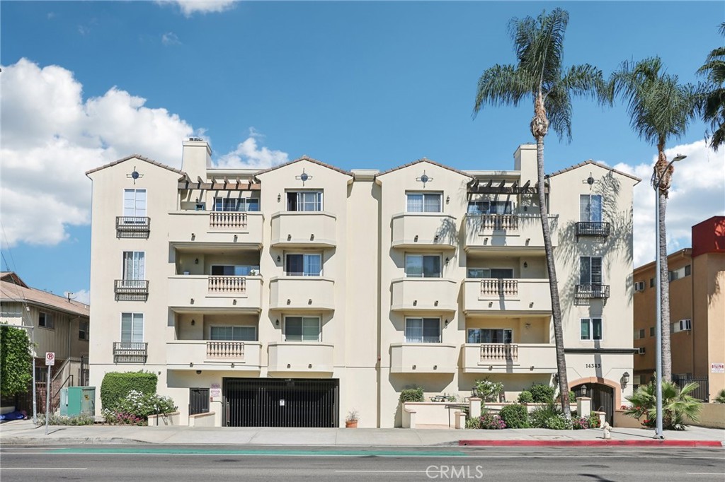 a front view of a multi story building