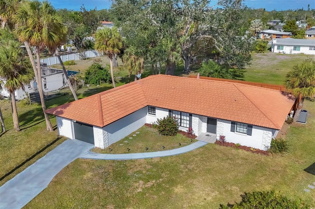 an aerial view of a house