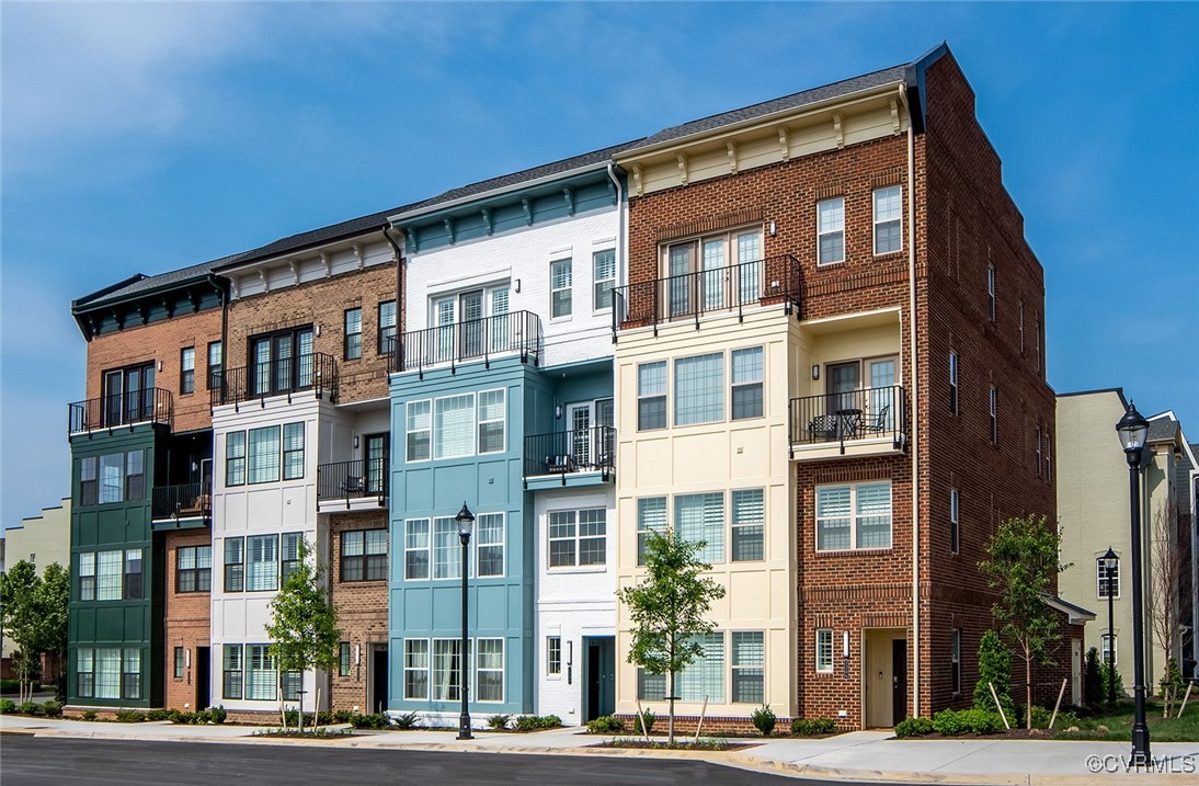 a front view of a multi story building