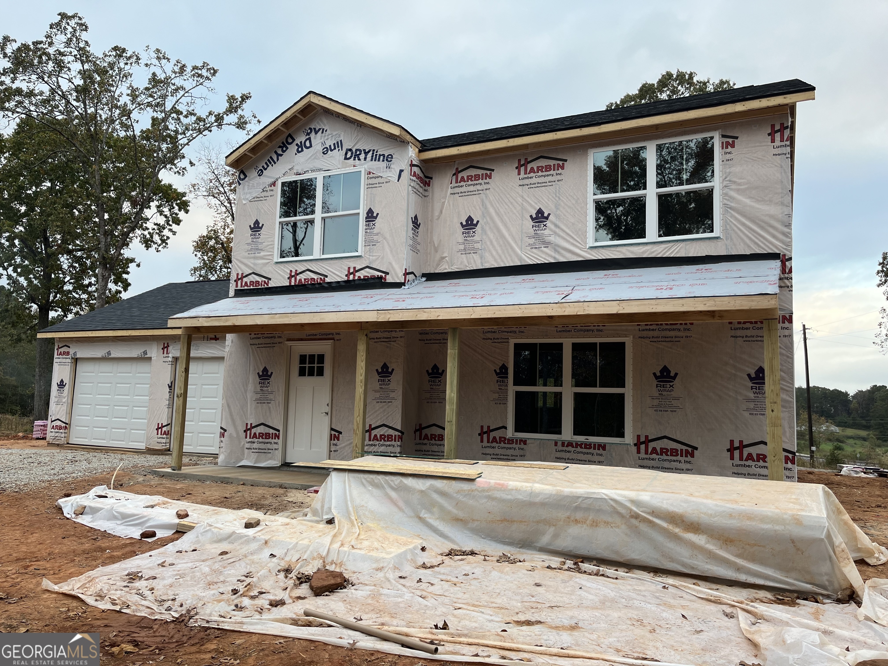 a front view of a house with a space