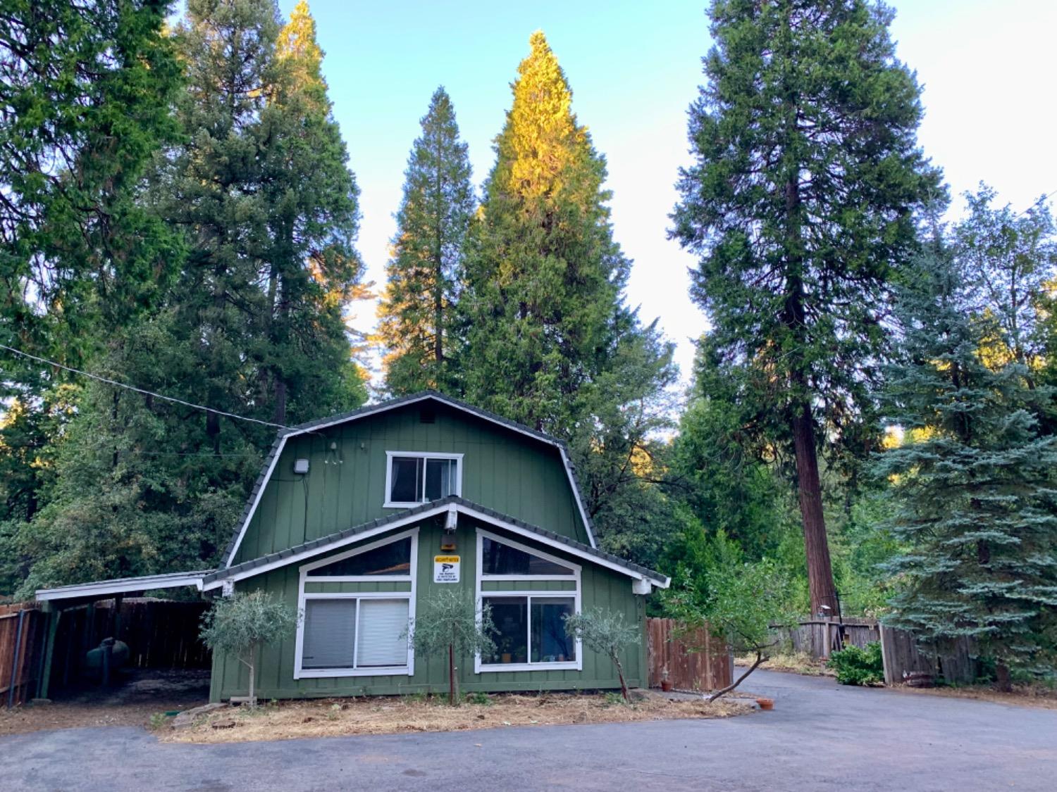 a front view of a house with garage