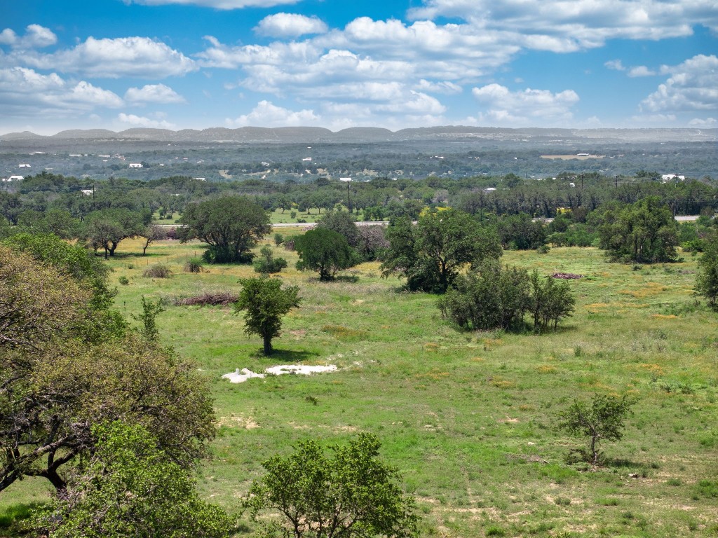 a view of a field with an trees