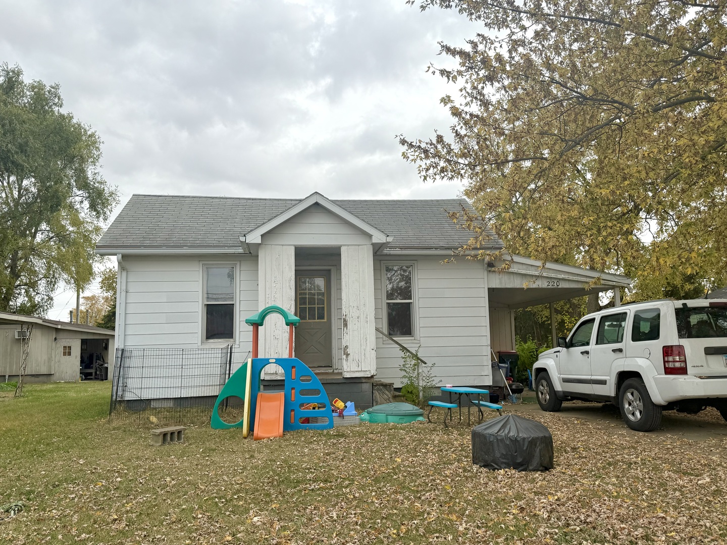 a view of a house with a patio