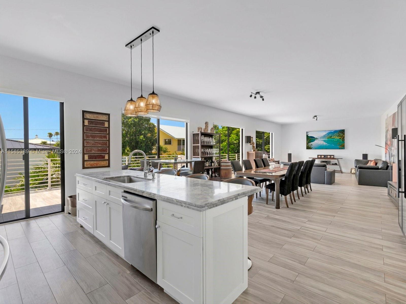 a kitchen with lots of counter top space