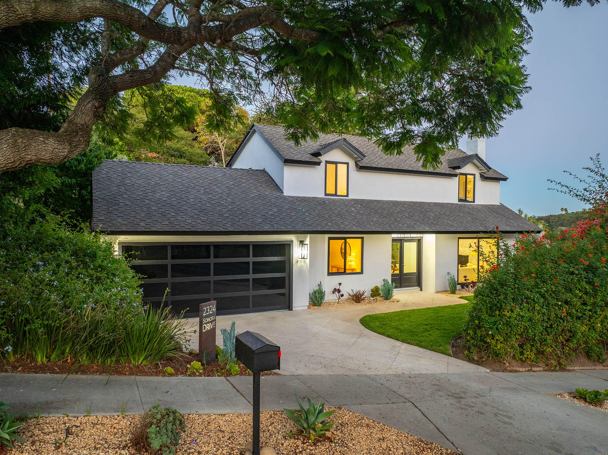 Aerial Twilight front - 2324 Sonora Dr