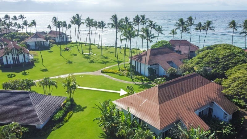 an aerial view of a house