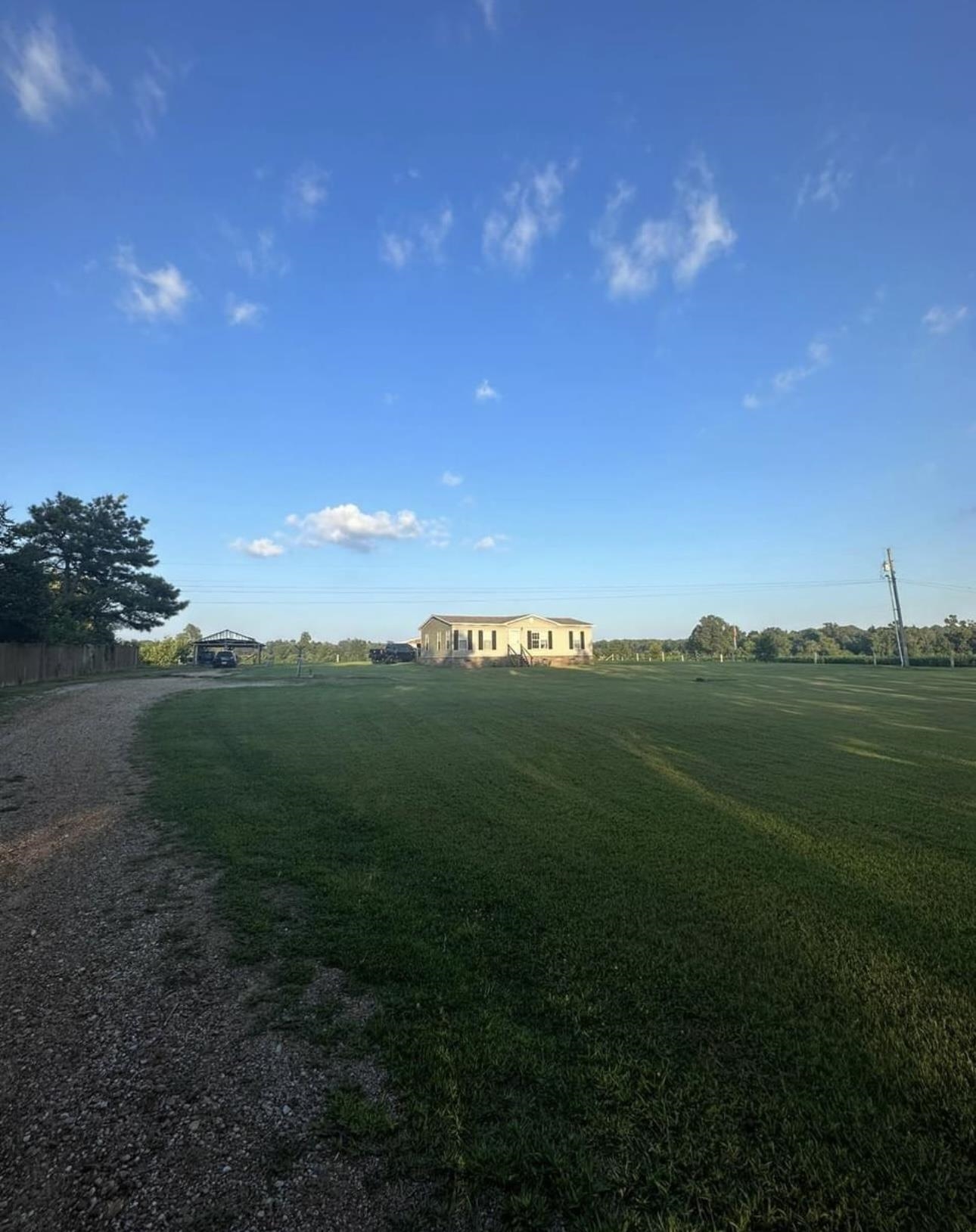 a view of a field with a big yard