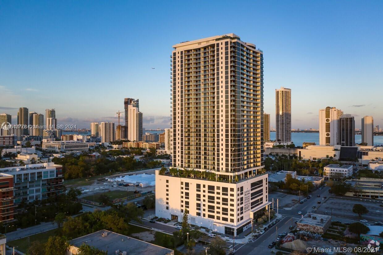 a city view with tall buildings