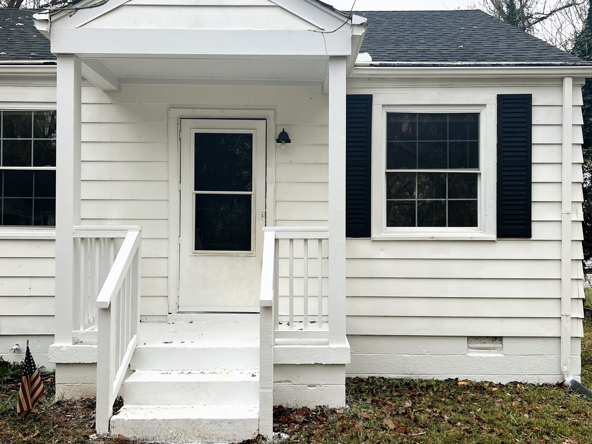 a front view of a house with a window