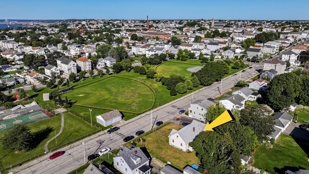 an aerial view of a house